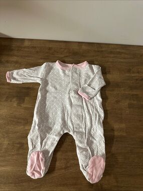 Magnificent Baby White Footed One-Piece with Pink Trim